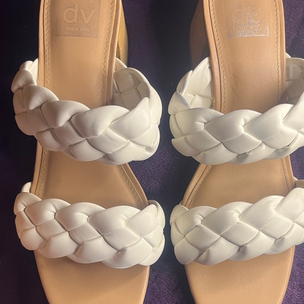Dolce Vita White Braided Double-Strap Slide Sandals - Picture 4 of 11
